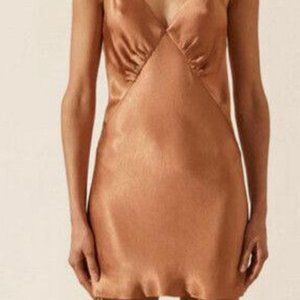 Shona Joy La Lune Plunged Slip Dress - Copper.